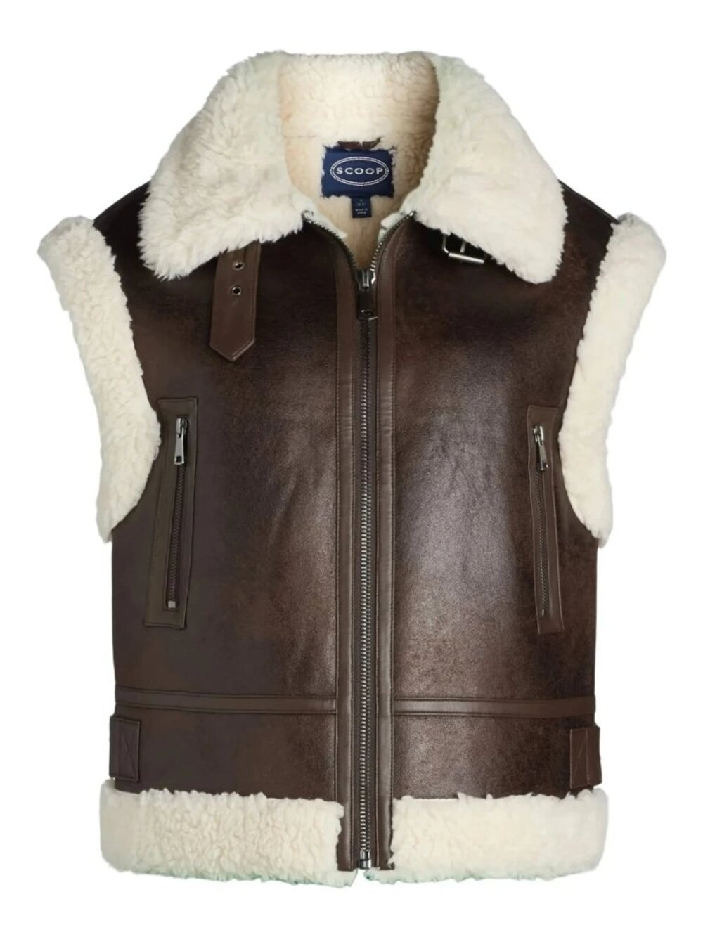 Scoop Women's Faux Suede Zip Vest with Faux Shearling Lining, Heavyweight, XS
